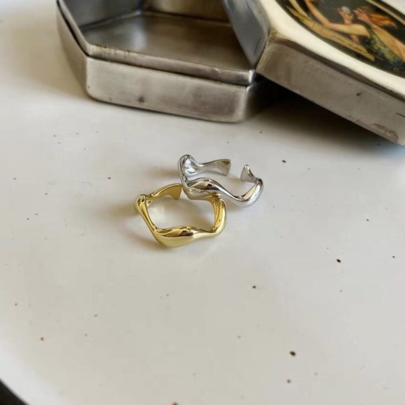 Wave Ring, Sterling Silver Ring, Silver Stacking Ring, Simple Gold Ring - Picture 3 of 7